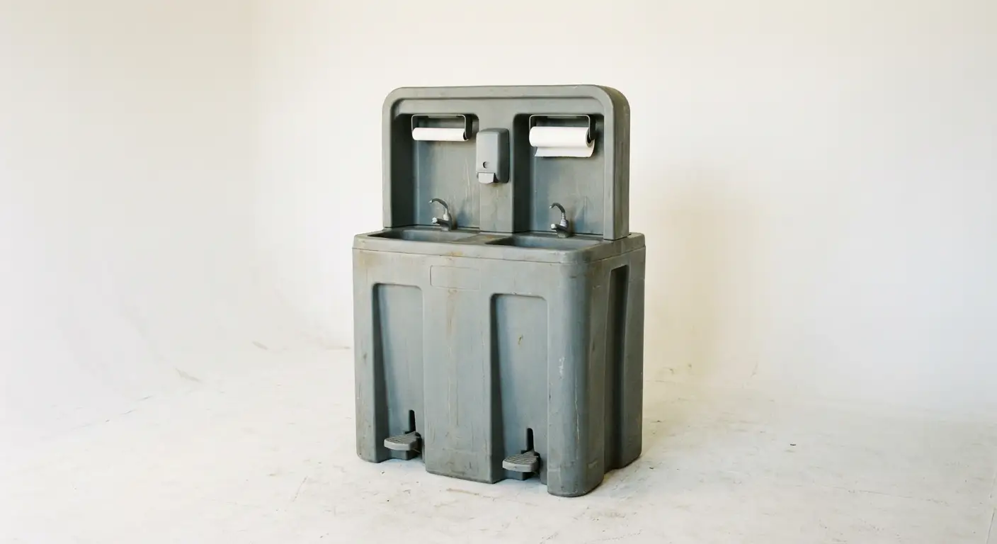 Portable hand wash station unit technical view in Delton, MI