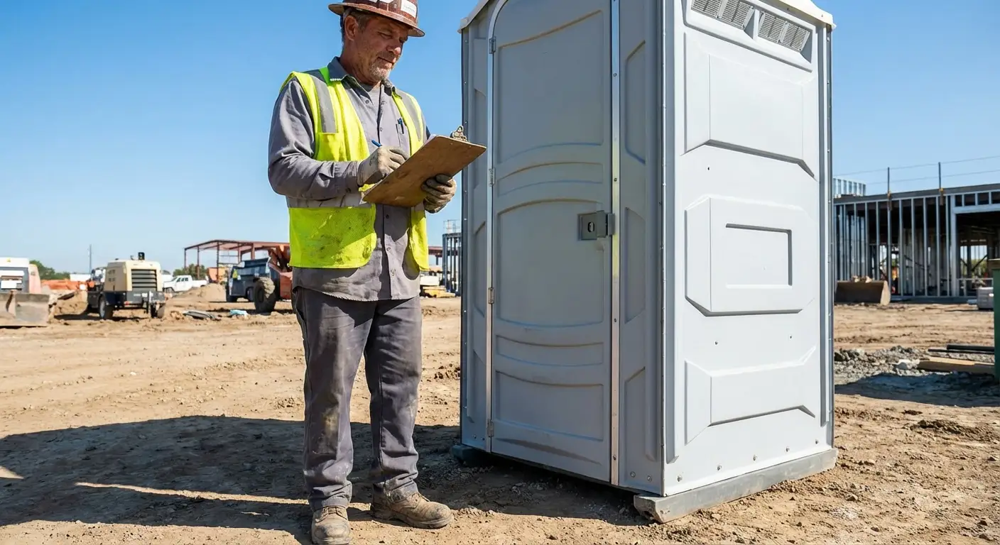 Portable toilet delivery truck ready for service in Delton, MI