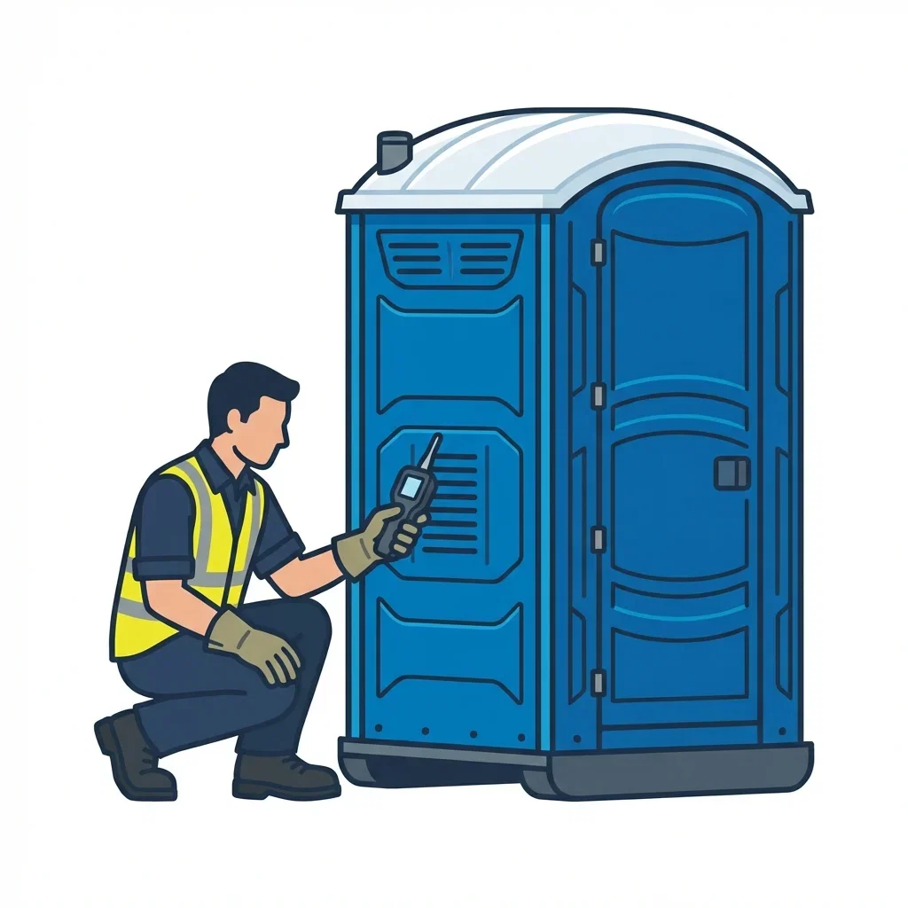 Infographic detailing causes of portable toilet odors in Delton, MI